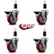 Service Caster 4'' Red Poly Swivel 1-3/8'' Expanding Stem Caster Set with Brake, 4PK SCC-EX20S414-PPUB-RED-PLB-138-4 - alternate 3